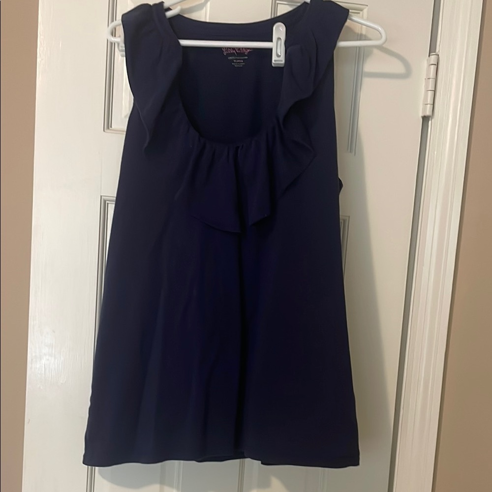 Lilly Pulitzer Sleeveless Navy Top with Ruffle XL
